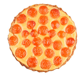 apricort tart isolated on white top view