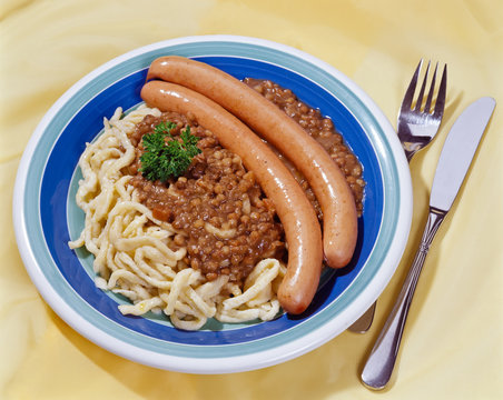 Linsen mit Sp&auml;tzle