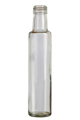 Small cooking oil glass bottle isolated on white