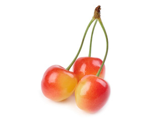 cherries on white