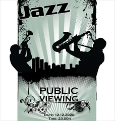Papier Peint photo autocollant Groupe de musique Silhouettes de musicien de jazz