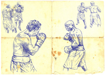 Fototapeta na wymiar box, hand drawing, vintage processing - original sketches