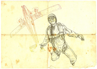 Fototapeta na wymiar spadochroniarz - to oryginalny szkic