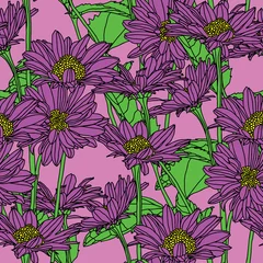 Foto op Canvas Seamless pattern with flowers © polina21