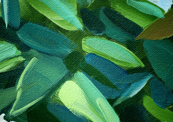 painting by oil on a canvas, leaves,  illustration, background - 42959322