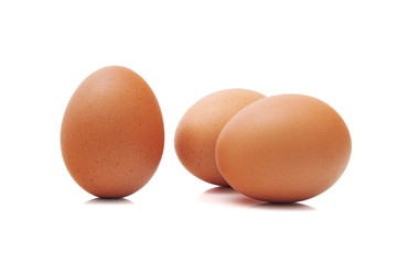 Eggs on white background