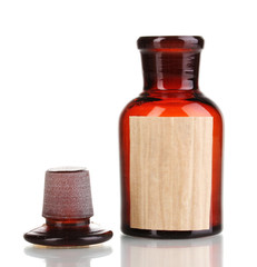 Medicine bottle with blank label isolated on white