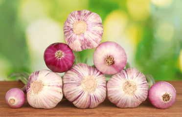 young garlic and onion