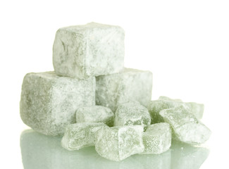 tasty pieces of turkish delight isolated on white