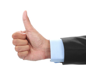 businessman hand showing thumbs up sign