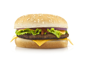 Big hamburger isolated on white