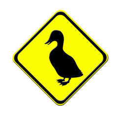 Duck in warning traffic sign