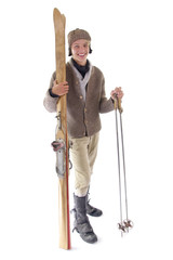 Historischer Skifahrer