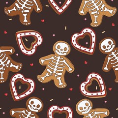 Gingerbread seamless pattern for halloween design
