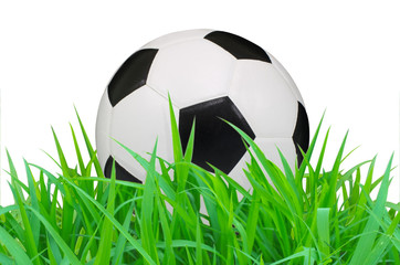 soccer ball on the green grass field