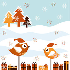 A beautiful Christmas card with the birds
