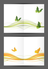 Abstract postcard with butterflies, cover and inside page.