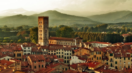 Panorama of Lucca, Italy - obrazy, fototapety, plakaty