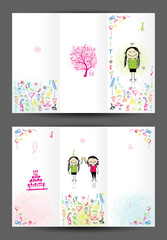 Birthday postcard, cover and inside page. Design for your print