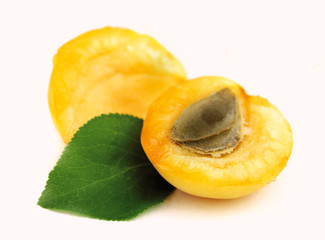 Ripe apricots with half