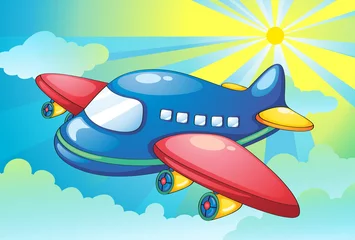 Poster Flugzeug und Lichtstrahlen am Himmel © GraphicsRF