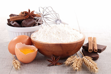 flour, egg and ingredients
