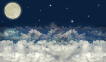 Naklejka na ściany i meble full moon above dark clouds