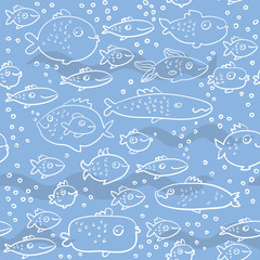 Seamless Pattern With Fishes.