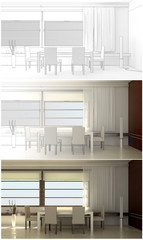 Obraz premium interior from sketch to shadows