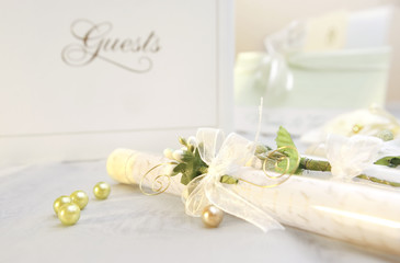 Wedding invitation in decorated test tube