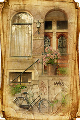 Obraz premium streets of Old Amsterdam made in retro style