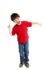 Portrait of little boy, isolated on white background
