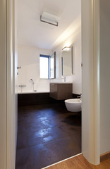 interior modern house, bathroom, open window