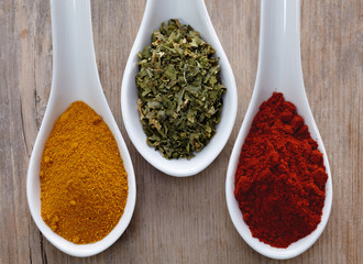 Spices in the spoons
