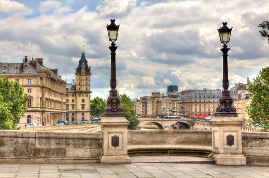 Paris cityscape. Pont Neuf.