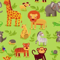 Plexiglas keuken achterwand Zoo vector naadloos patroon met tekenfilmdieren