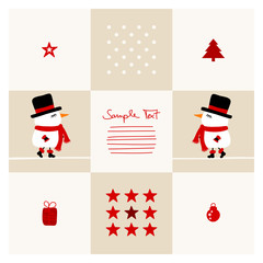 Christmas Card 2 Snowmen Beige