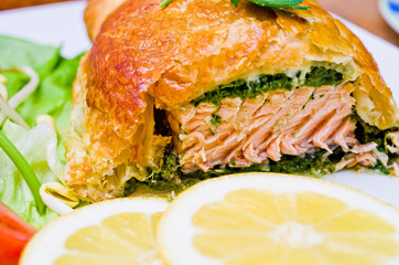 Salmon in puff pastry