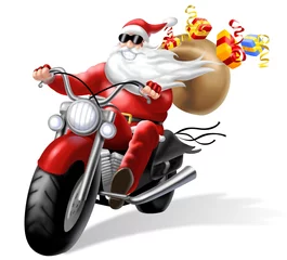 Abwaschbare Fototapete Motorrad motorisierter Weihnachtsmann