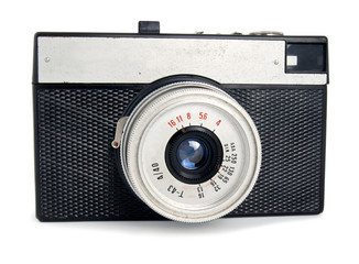 Old vintage entry-level camera isolated over white