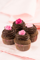 Chocolate cupcakes with roses