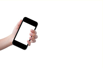 Mobile phone on hand for communication concept
