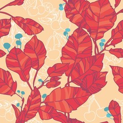 яркий бесшовный узор с красными осенними листьями