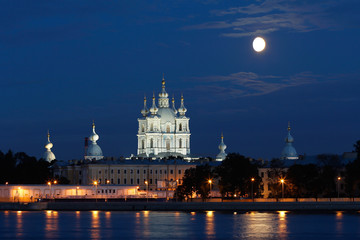 Naklejka premium Smolny Cathedral View in White Nights, St. Petersburg, Russia