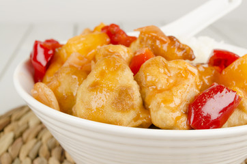 Sweet and Sour Chicken with Pineapple and Peppers & Rice