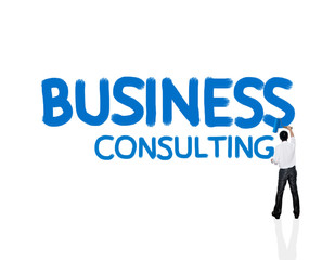 Business man paint business word on white background
