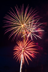 fireworks of various colors over night sky © Robert Hainer