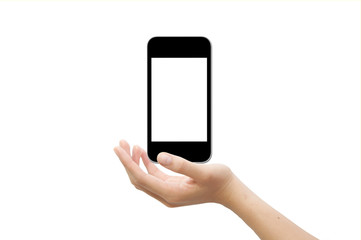 Hand with Illustration of a modern smart phone for mobile commun