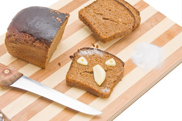 Freshly sliced bread with scary face