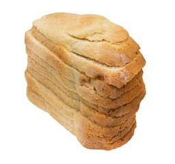 Slices of bread on white background